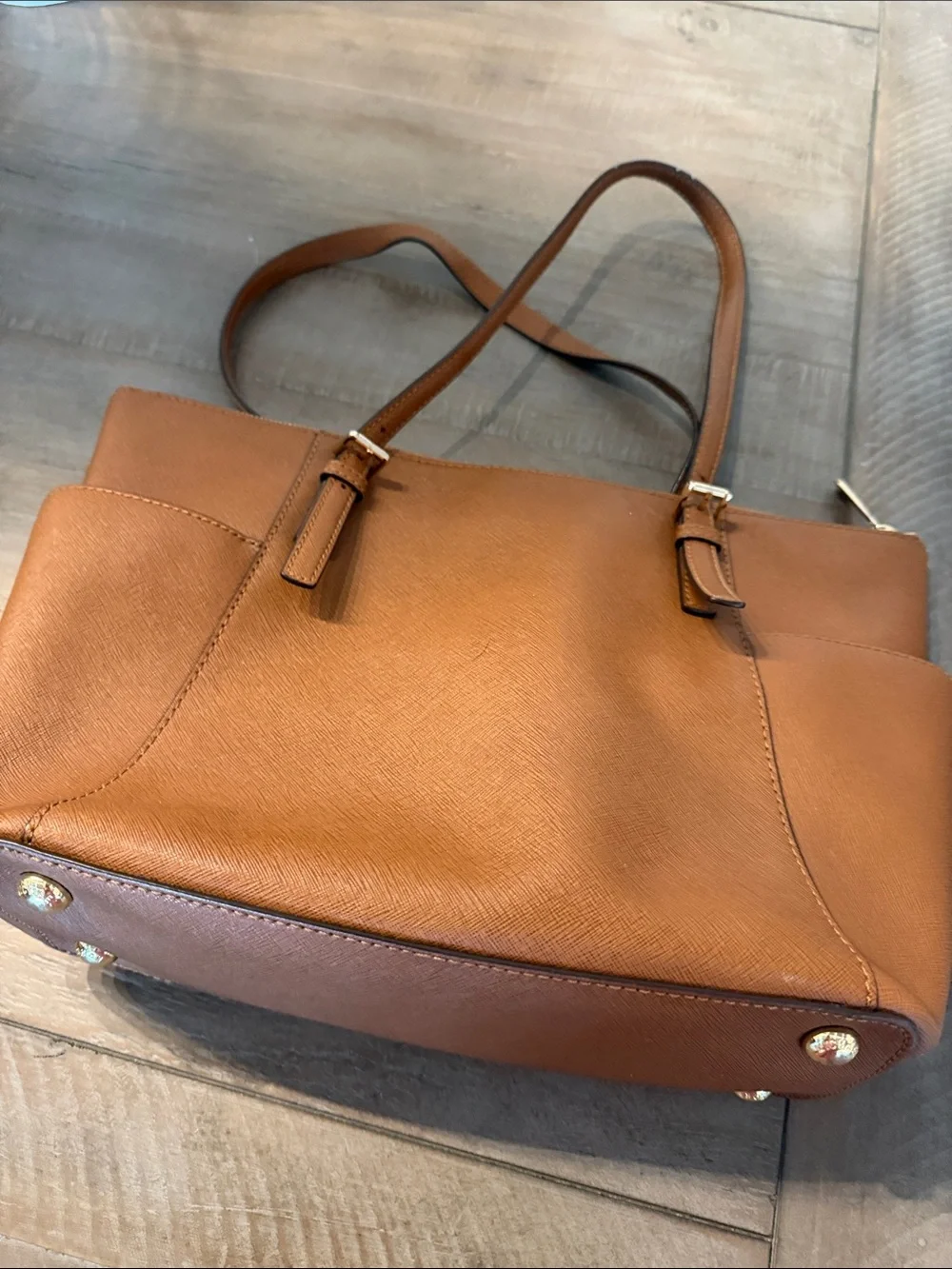 Michael Kors Cognac Saffiano Leather Tote with Gold Hardware - Picture 3 of 3